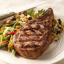 Grilled Veal Chop with Raisin-Rice Pilaf